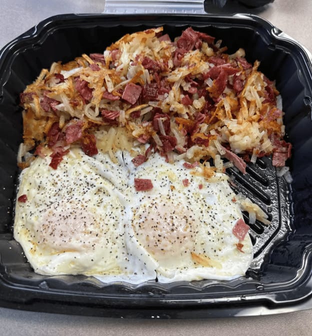 Corned Beef Hash and Eggs.
