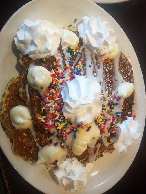 Birthday Cake Stuffed Pancakes.