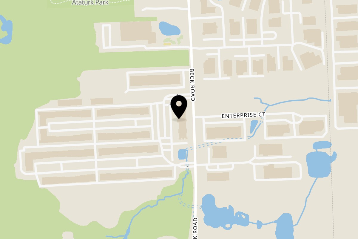 Map showing the location of Lena's Kitchen on 28345 Beck Rd #106 in Wixom